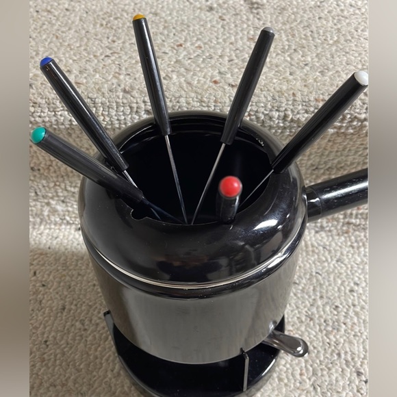 Fondue pot set Black enamel - Picture 2 of 7